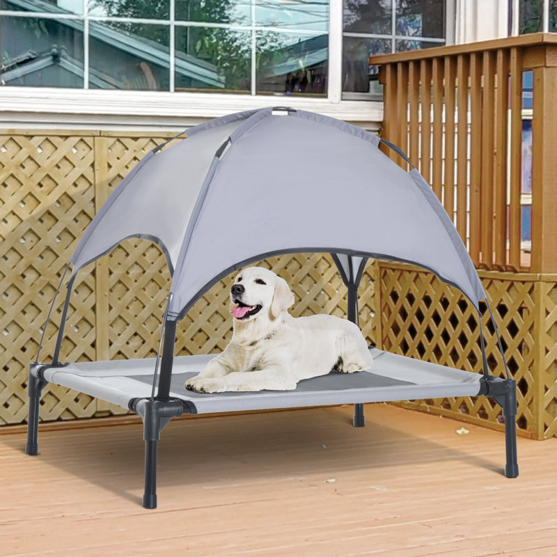 Tucker Murphy Pet Harter Cot Elevated Cooling Dog Bed with Canopy Shade Wayfair Dog Beds Mats